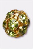 Boule strass 6 mm olivine / or x1