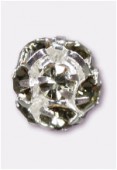 Boule strass 8 mm black diamond / argent x1
