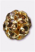 Boule strass 8 mm light smoked topaz / or x1