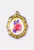 Médaille bouquet de fleurs or 19x16 mm x1