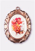 Médaille bouquet de roses cuivre 28x23 mm x1