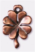 Breloque en métal trèfle à 4 feuilles 12x14 mm cuivre x2