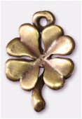 Breloque en métal trèfle à 4 feuilles 12x14 mm bronze x2