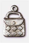 Breloque en métal sac à main 12x17 mm argent vieilli x2