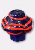 Perle en verre forme VF1 bleu foncé / orange x1