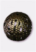 Perle en métal filigrané 12 mm bronze x2