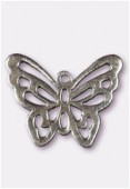 Breloque en métal papillon découpé 25x30 mm argent vieilli x1