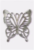 Pendentif en métal papillon découpé 45x50 mm argent vieilli x1