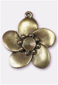 Pendentif en métal fleur 30x30 mm bronze x1
