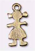 Breloque en métal petite fille 5x14 mm bronze x4