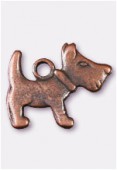 Breloque en métal chien 10x16 mm cuivre x2
