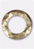 Perle en métal anneau martelé 25 mm bronze x2