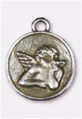 Breloque en métal médaillon ange 23 mm argent vieilli x1