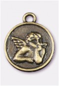 Breloque en métal médaillon ange 23 mm bronze x1