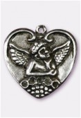 Pendentif en metal coeur ange pt 25x25 mm argent vieilli x1