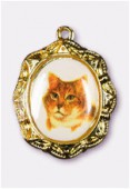 Médaille chat or 19x16 mm x1