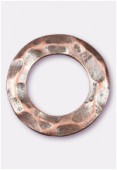 Perle en métal anneau martelé 25 mm cuivre x2
