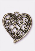 Pendentif en métal coeur volutes 30x28 mm bronze x1