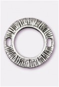 Perle en métal anneau strié 27 mm argent vieilli x1
