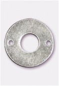 Perle en métal anneau 2 trous 15 mm argent vieilli x4