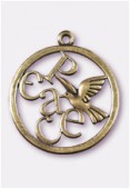 Pendentif en métal colombe peace 39 mm bronze x1