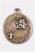 Breloque en métal médaille ange 20 mm bronze x1