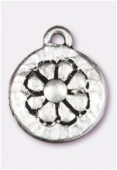 Breloque en métal médaille marguerite 14 mm argent vieilli x2