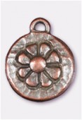 Breloque en métal médaille marguerite 14 mm cuivre x2