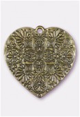 Pendentif en métal coeur baroque 37x36 mm bronze x1
