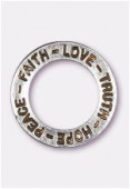 Breloque en métal anneau Hope 22 mm argent vieilli x1