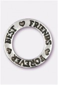 Breloque en métal Best friends forever 22 mm argent vieilli x1