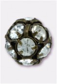 Boule strass 8 mm crystal / cuivre x1