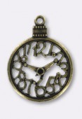 Pendentif en métal cadran de montre 30 mm bronze x1