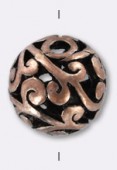 Perle ajourée en métal 14 mm cuivre x2