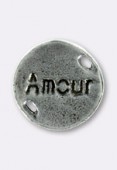 Perle en métal intercalaire amour 16 mm argent x1