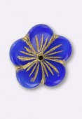 Fleur filés or 20 mm bleu x1