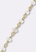 Perle eau douce chaîne rosaire / argent 925 doré x10cm