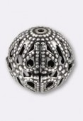 Perle en métal filigrané 12 mm argent vieilli x2