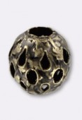 Perle en laiton ronde ajourée 8 mm bronze x2